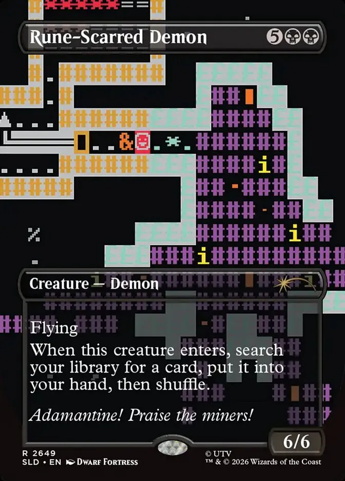 2019 Secret Lair Drop Rune-Scarred Demon #2649 rare card image