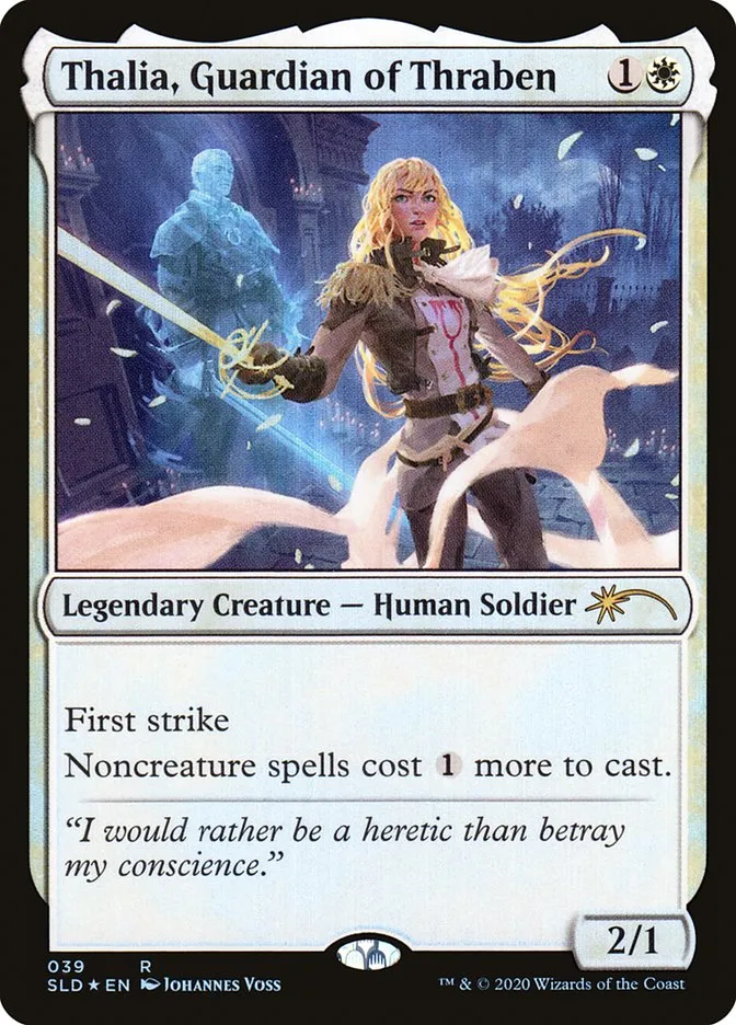 2019 Secret Lair Drop Thalia, Guardian of Thraben rare #39 rare card image