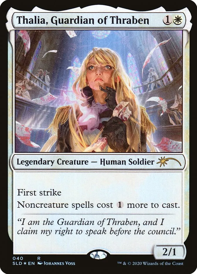 2019 Secret Lair Drop Thalia, Guardian of Thraben rare #40 rare card image