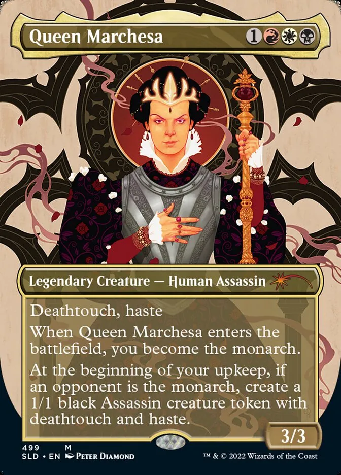 2019 Secret Lair Drop Queen Marchesa [Borderless Foil] mythic #499 mythic card image