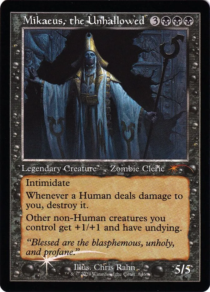 2019 Secret Lair Drop Mikaeus, the Unhallowed [Retro Frame] mythic #846 mythic card image