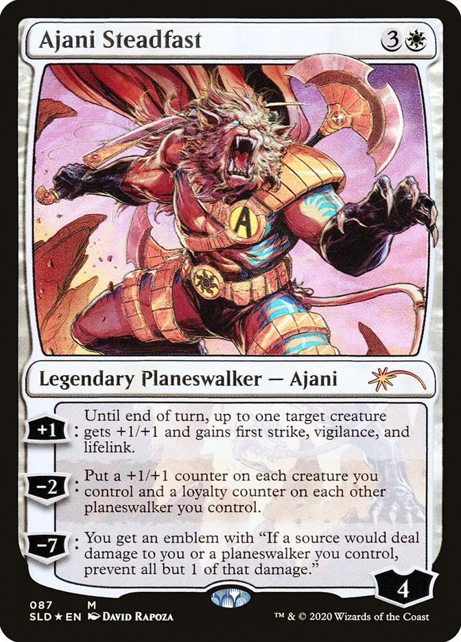 2019 Secret Lair Drop Ajani Steadfast mythic #87 mythic card image