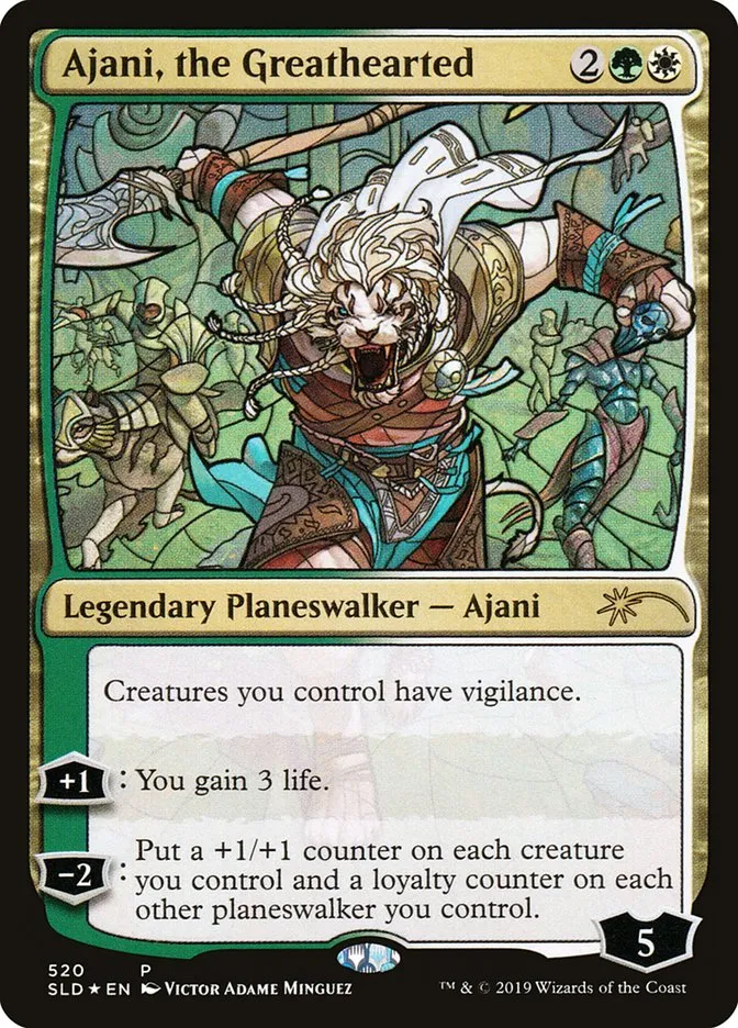 2019 Secret Lair Drop Ajani, the Greathearted #520 rare card image