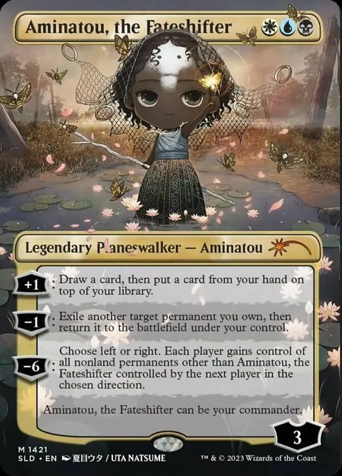 2019 Secret Lair Drop Aminatou, the Fateshifter [Rainbow Foil] mythic #1421 mythic card image