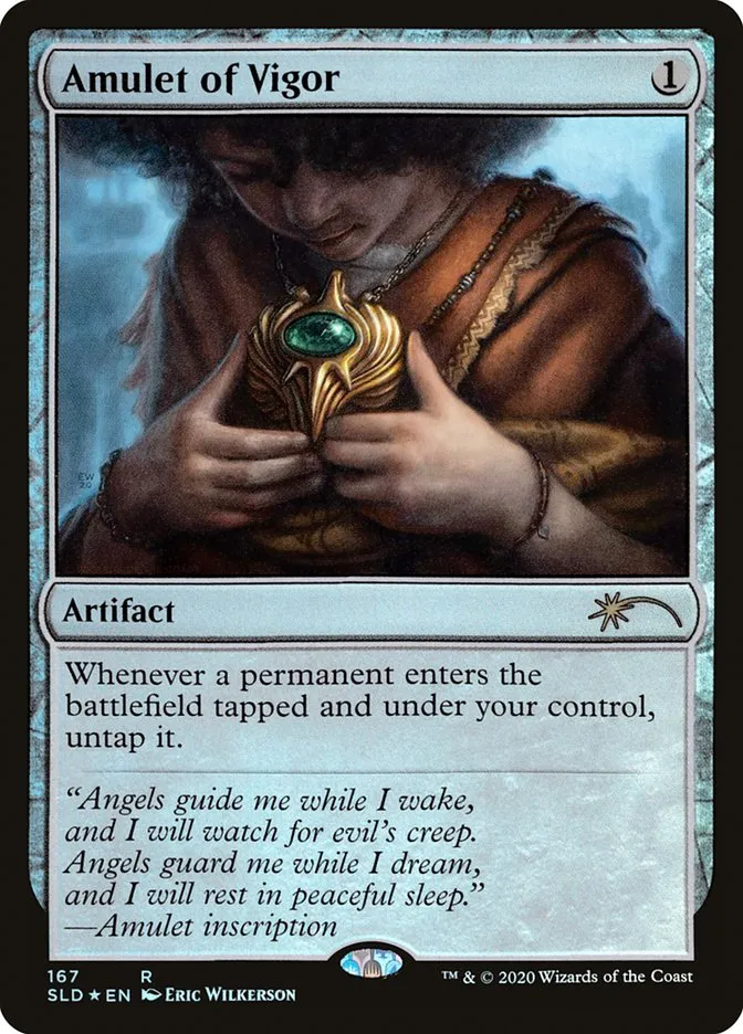 2019 Secret Lair Drop Amulet of Vigor #167 rare card image