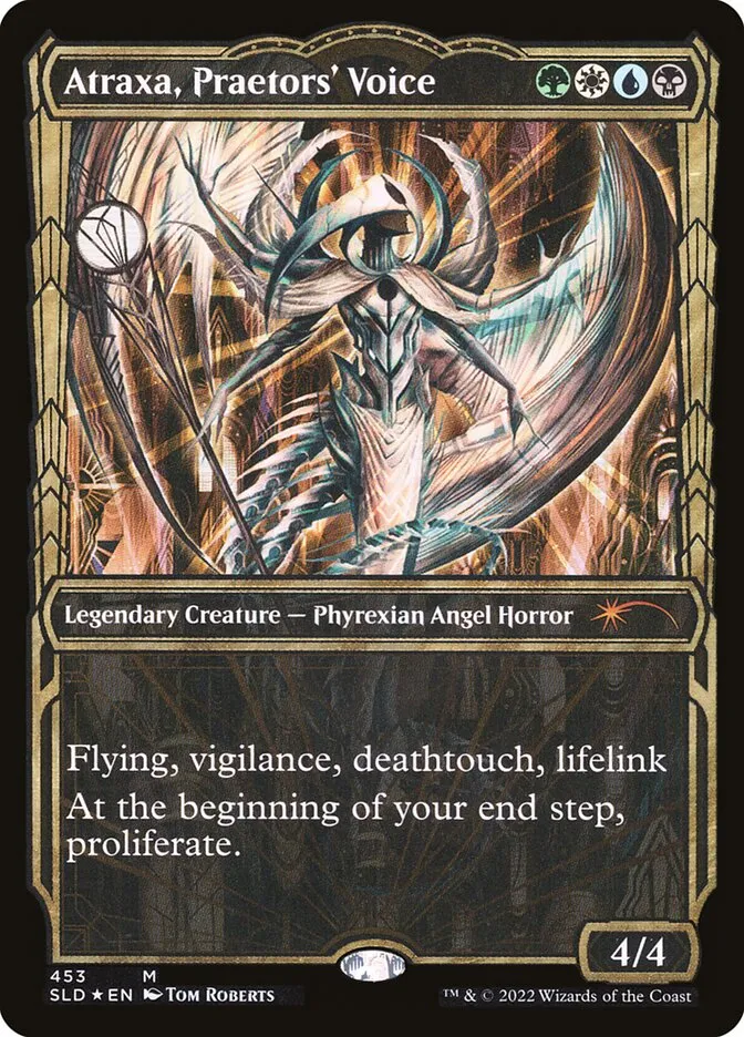 2019 Secret Lair Drop Atraxa, Praetors' Voice #453 mythic card image