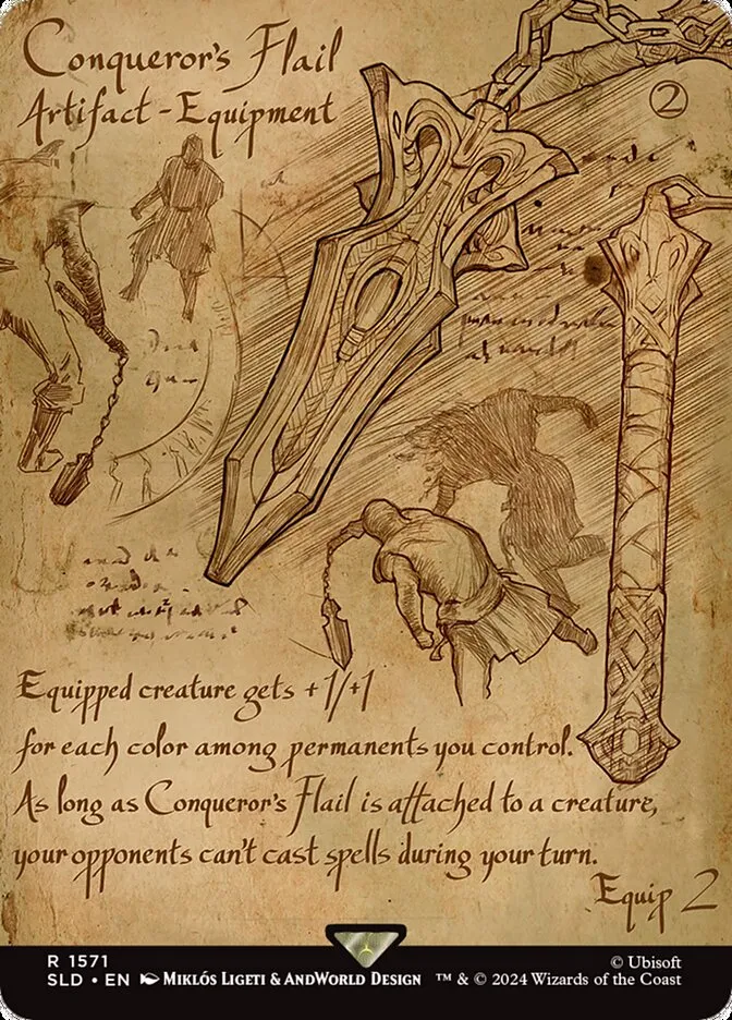 2019 Secret Lair Drop Conqueror's Flail [Rainbow Foil] rare #1571 rare card image
