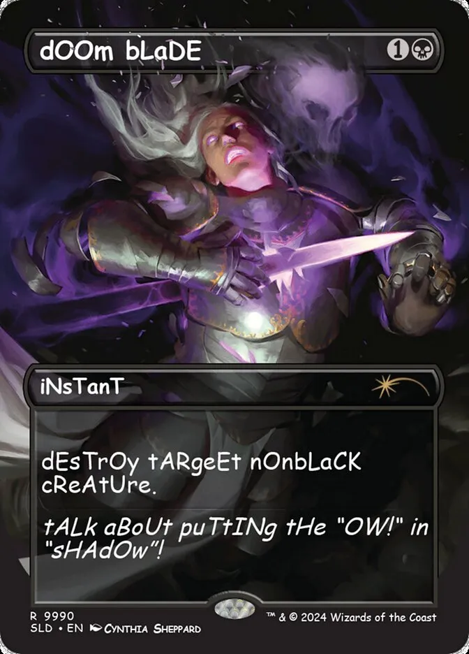 2019 Secret Lair Drop Doom Blade #9990 rare card image