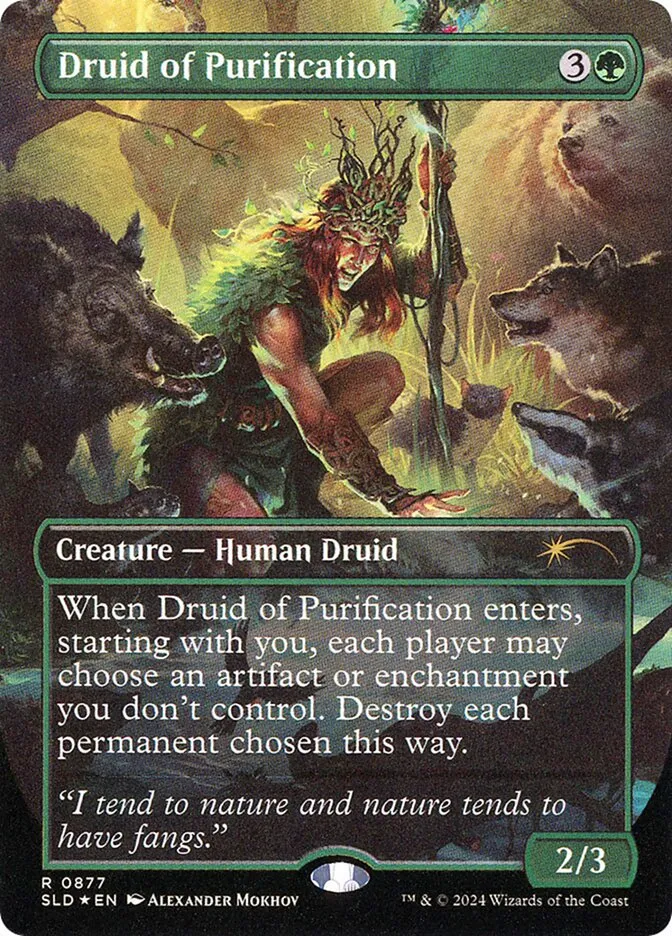2019 Secret Lair Drop Druid of Purification #877 rare card image