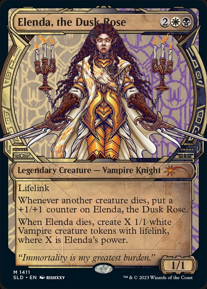 2019 Secret Lair Drop Elenda, the Dusk Rose #1411 mythic card image