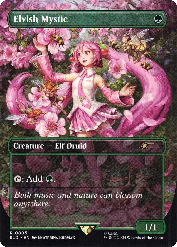 2019 Secret Lair Drop Elvish Mystic [Rainbow Foil] rare #805 rare card image