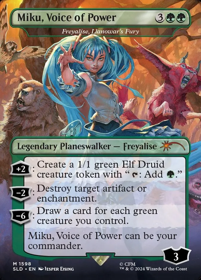 2019 Secret Lair Drop Freyalise, Llanowar's Fury #1598 mythic card image