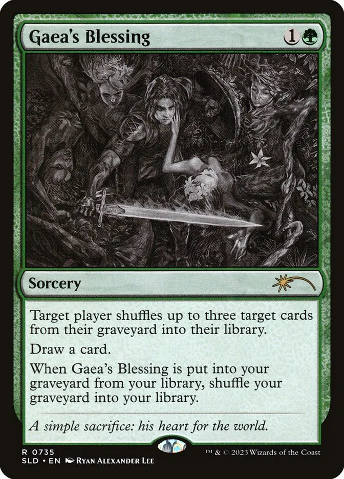 2019 Secret Lair Drop Gaea's Blessing #735 rare card image