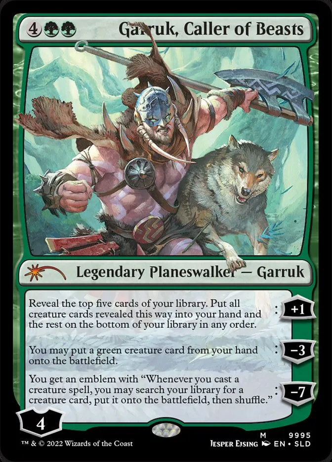 2019 Secret Lair Drop Garruk, Caller of Beasts #9995 mythic card image