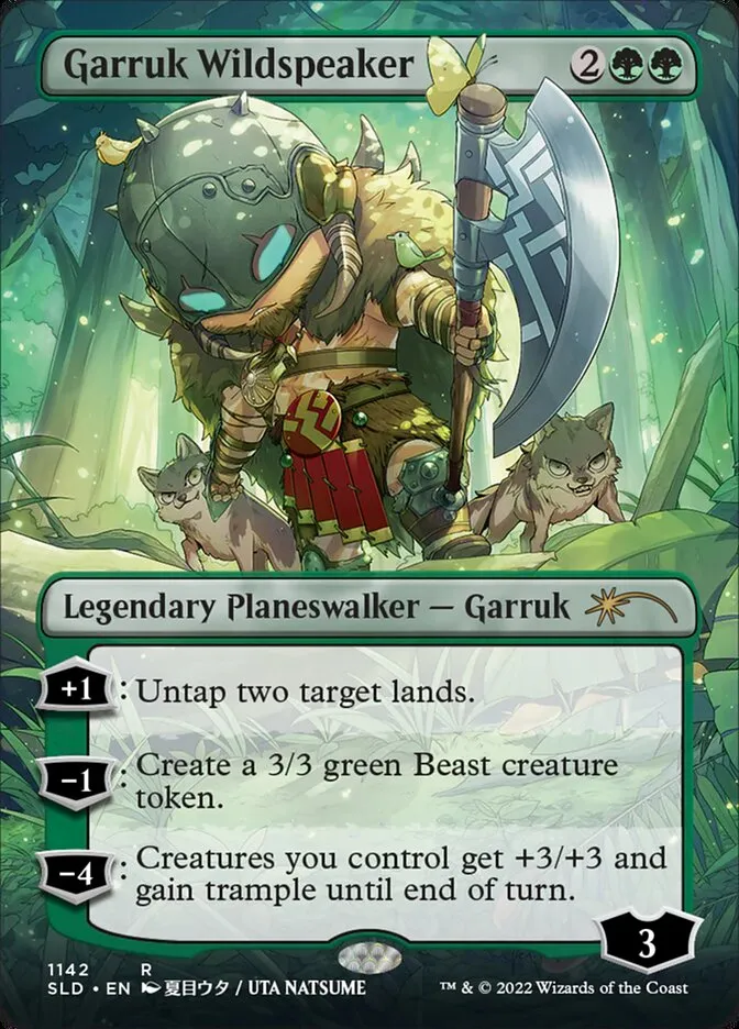 2019 Secret Lair Drop Garruk Wildspeaker [Borderless Foil] rare #1142 rare card image