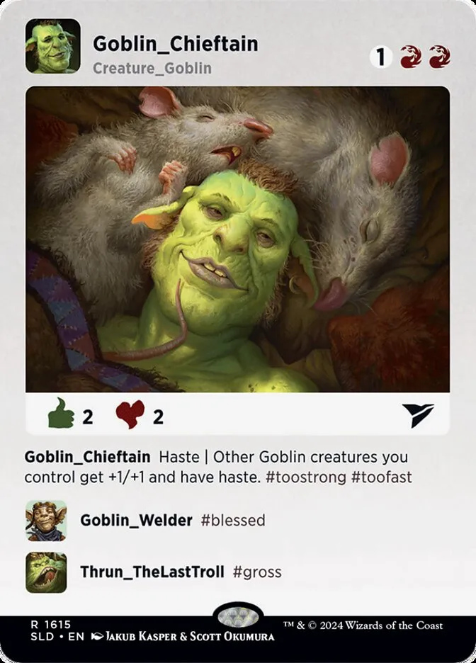 2019 Secret Lair Drop Goblin Chieftain #1615 rare card image