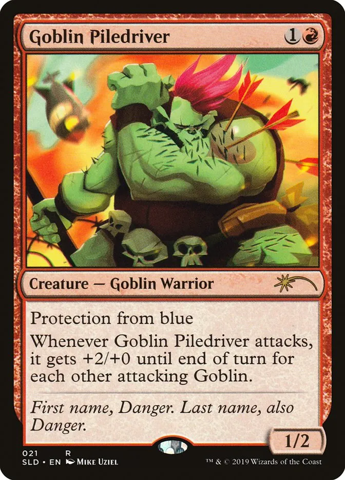 2019 Secret Lair Drop Goblin Piledriver rare #21 rare card image