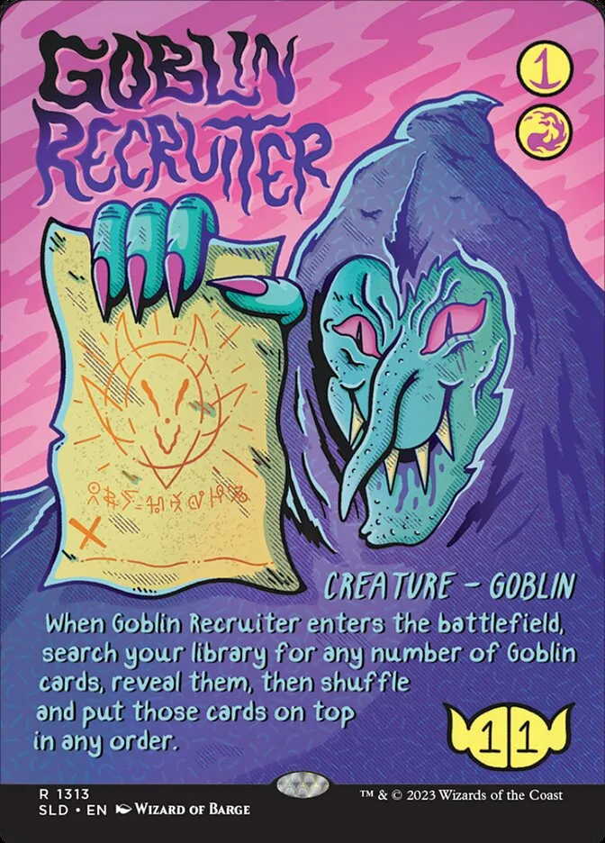 2019 Secret Lair Drop Goblin Recruiter [Rainbow Foil] rare #1313 rare card image