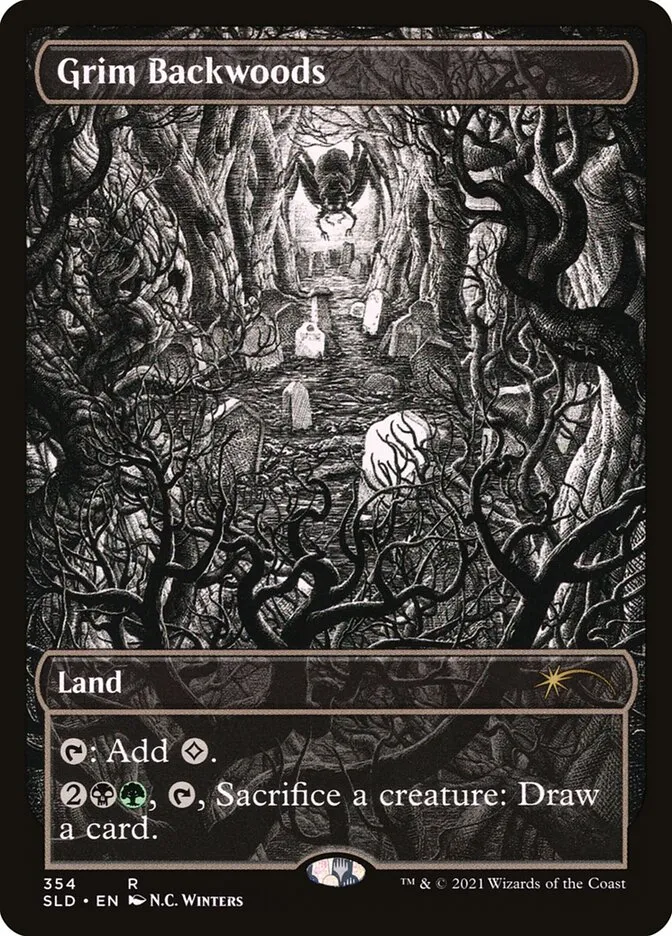 2019 Secret Lair Drop Grim Backwoods [Showcase Foil] rare #354 rare card image