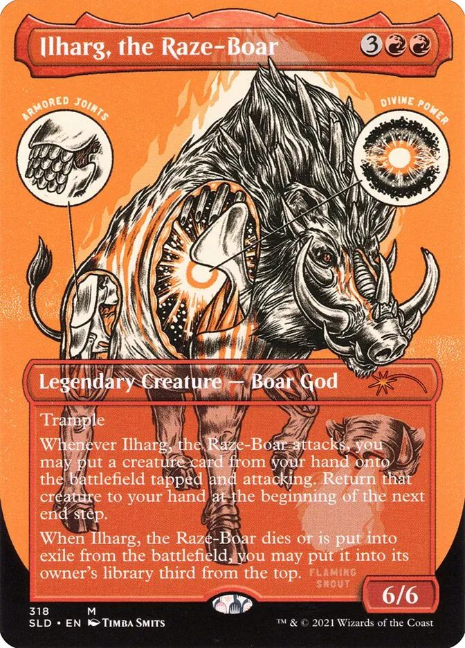 2019 Secret Lair Drop Ilharg, the Raze-Boar mythic #318 mythic card image