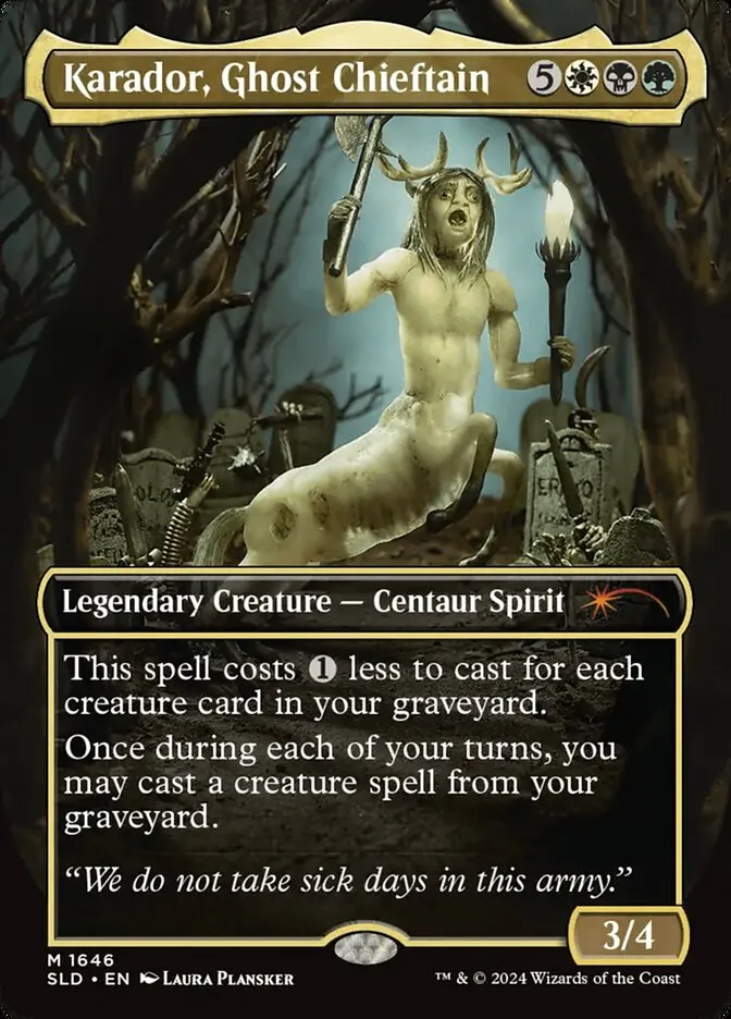 2019 Secret Lair Drop Karador, Ghost Chieftain #1646 mythic card image
