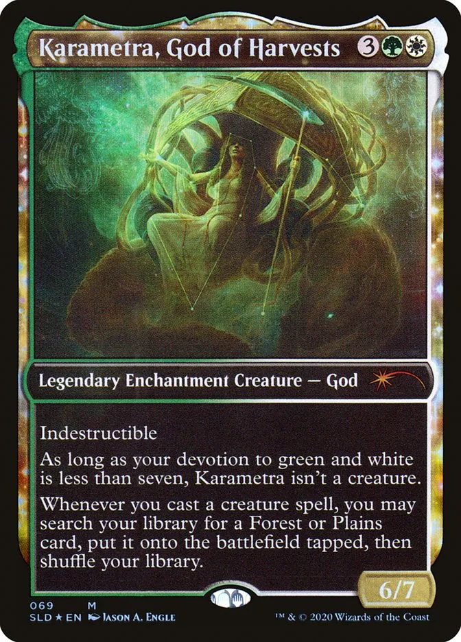 2019 Secret Lair Drop Karametra, God of Harvests mythic #69 mythic card image
