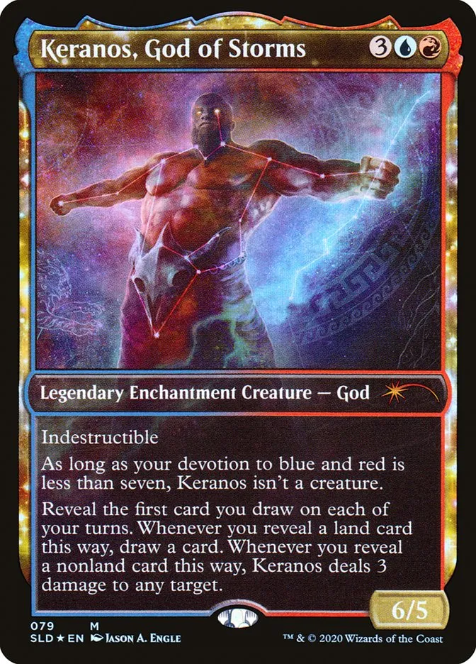2019 Secret Lair Drop Keranos, God of Storms mythic #79 mythic card image