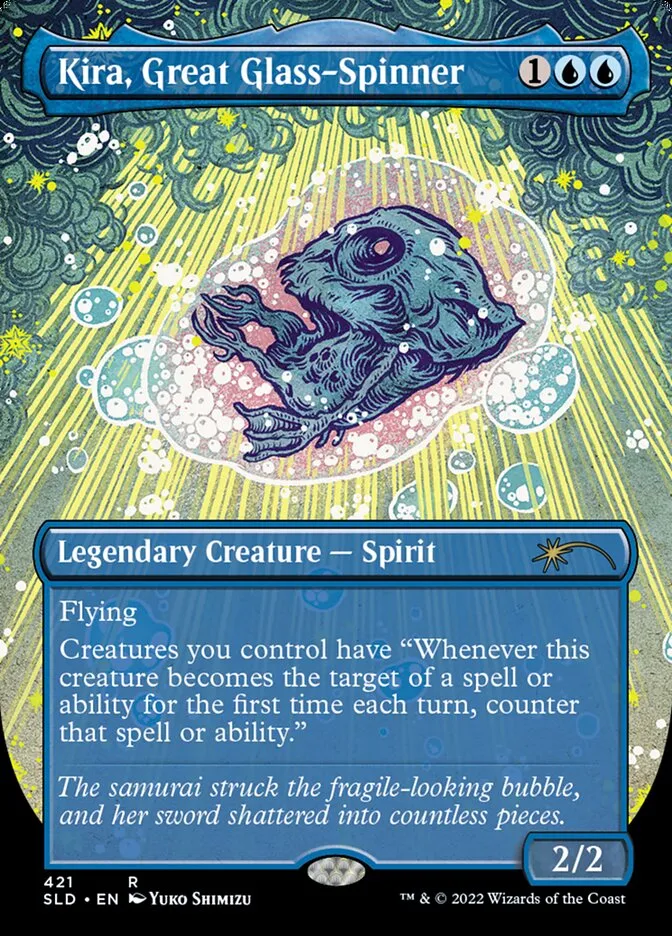 2019 Secret Lair Drop Kira, Great Glass-Spinner [Borderless Foil] rare #421 rare card image