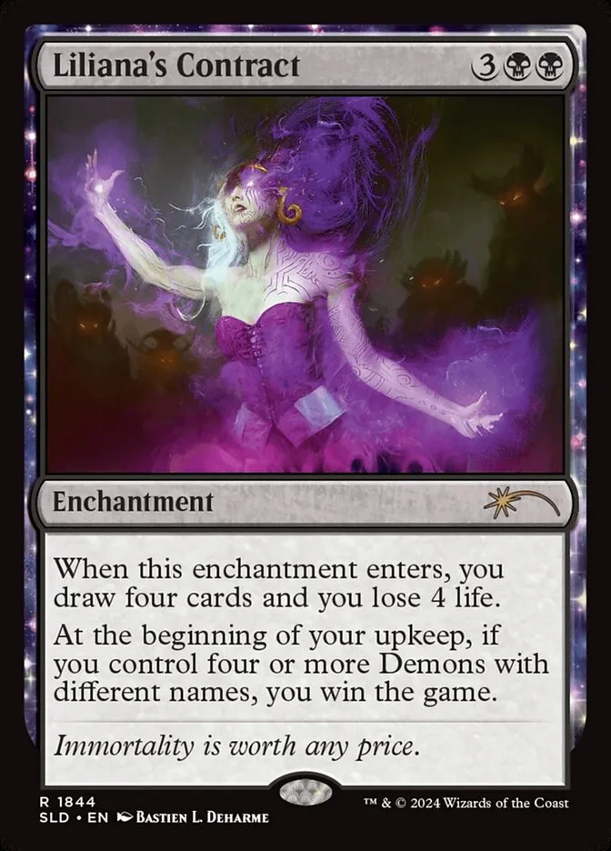 2019 Secret Lair Drop Liliana's Contract #1844 rare card image