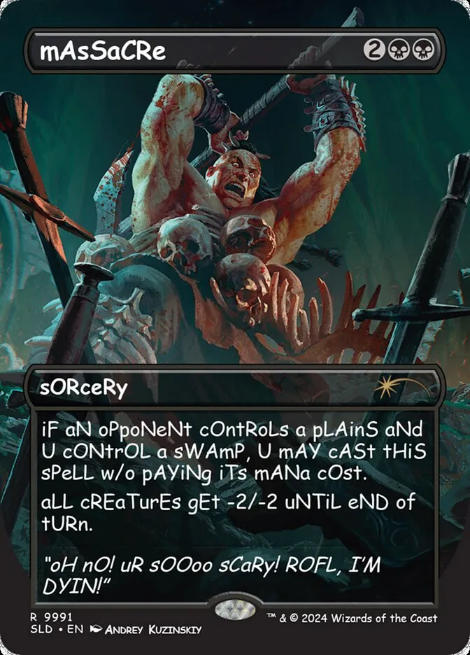 2019 Secret Lair Drop Massacre #9991 rare card image