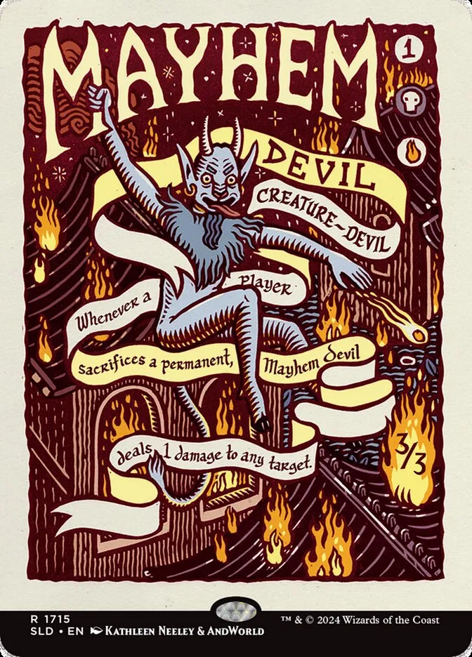 2019 Secret Lair Drop Mayhem Devil #1715 rare card image