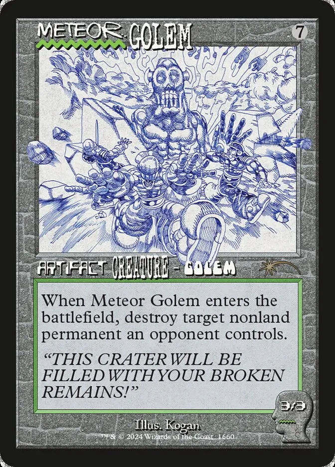 2019 Secret Lair Drop Meteor Golem [Rainbow Foil] rare #1660 rare card image