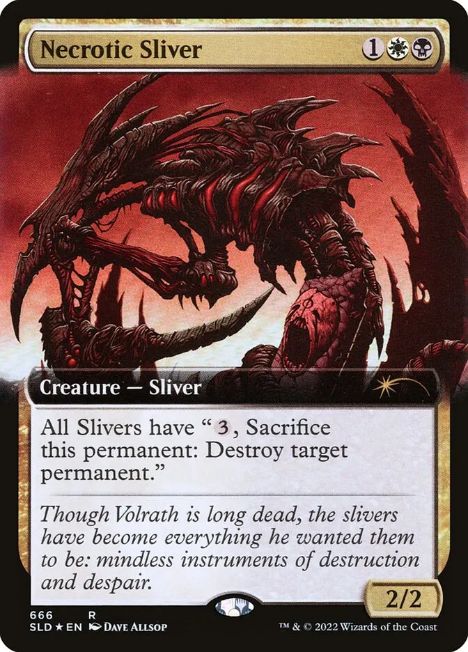 2019 Secret Lair Drop Necrotic Sliver #666 rare card image