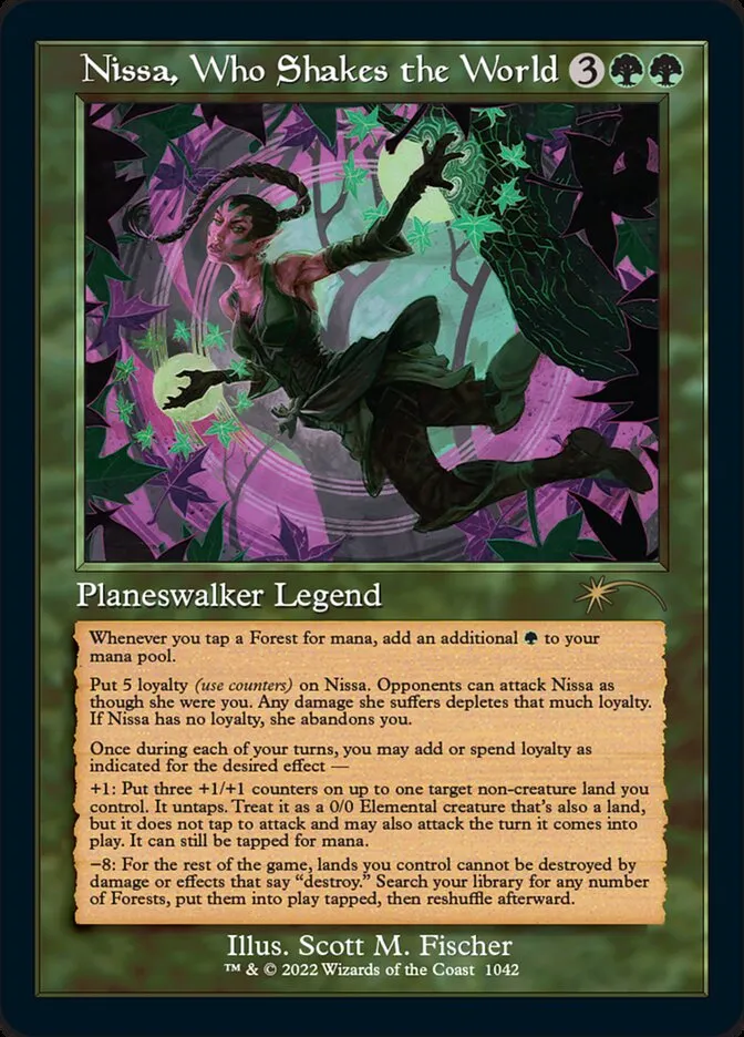 2019 Secret Lair Drop Nissa, Who Shakes the World #1042 rare card image