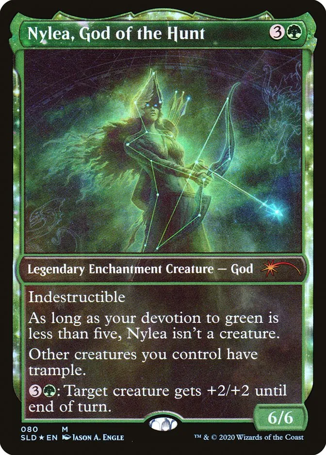 2019 Secret Lair Drop Nylea, God of the Hunt mythic #80 mythic card image