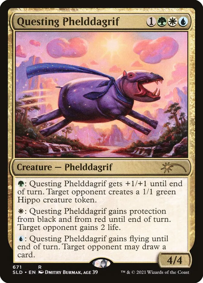 2019 Secret Lair Drop Questing Phelddagrif #671 rare card image
