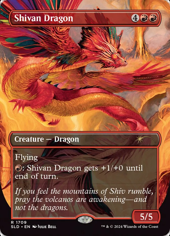2019 Secret Lair Drop Shivan Dragon [Borderless] rare #1709 rare card image