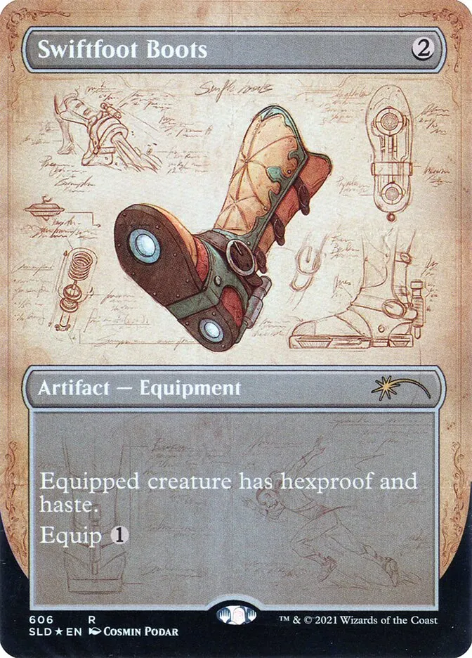 2019 Secret Lair Drop Swiftfoot Boots #606 rare card image