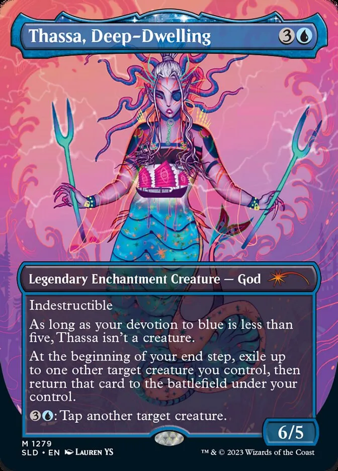 2019 Secret Lair Drop Thassa, Deep-Dwelling #1279 mythic card image