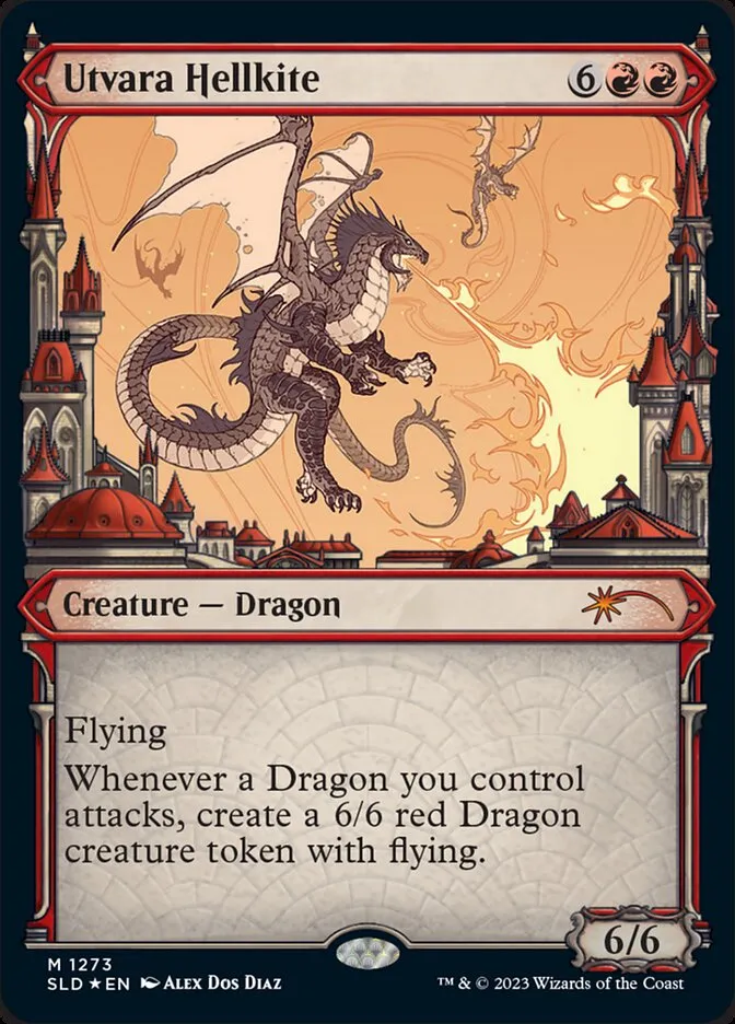 2019 Secret Lair Drop Utvara Hellkite #1273 mythic card image