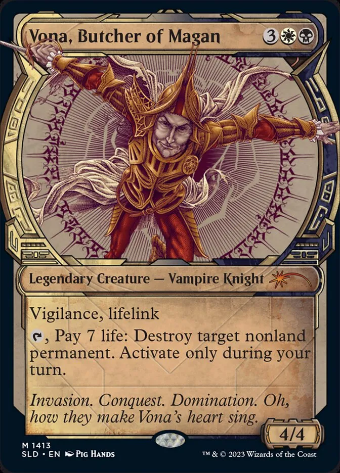2019 Secret Lair Drop Vona, Butcher of Magan #1413 mythic card image