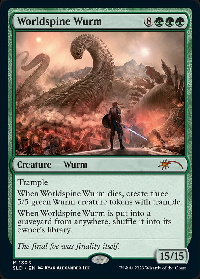 2019 Secret Lair Drop Worldspine Wurm #1305 mythic card image