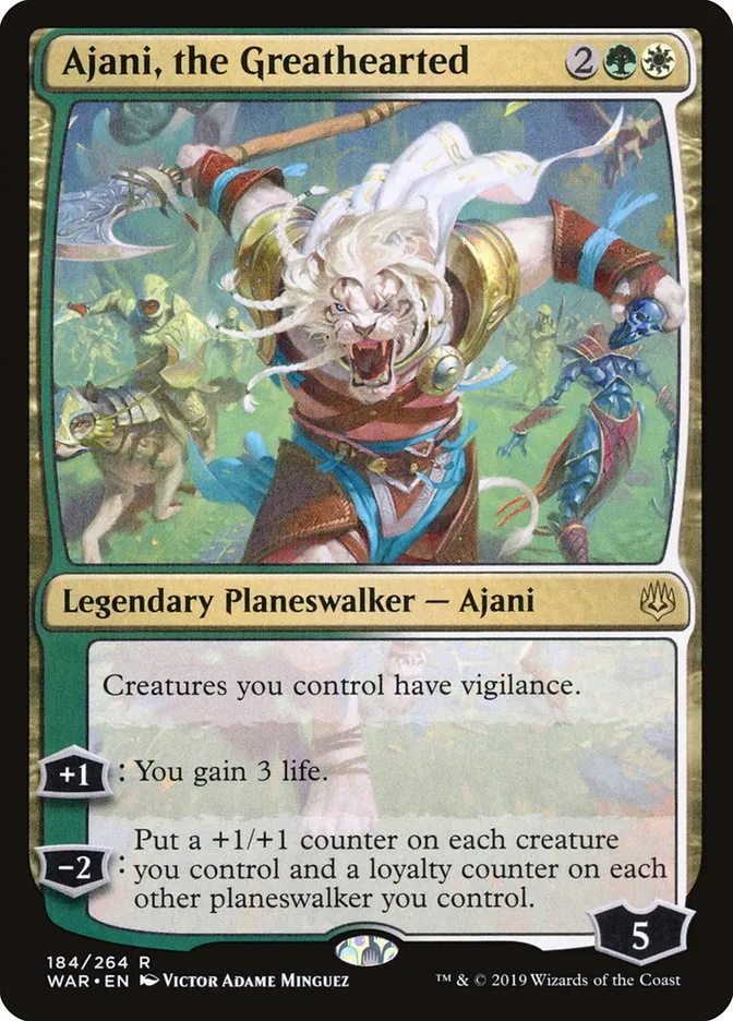 2019 War of the Spark Ajani, the Greathearted #184 rare card image
