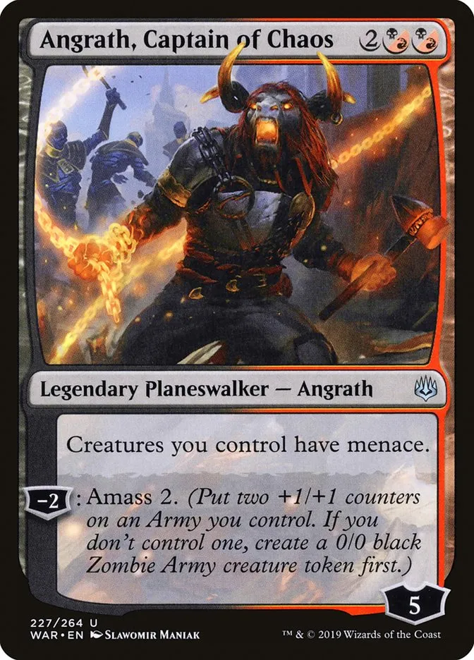 2019 War of the Spark Angrath, Captain of Chaos #227 uncommon card image