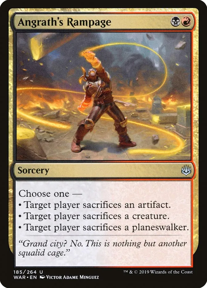 2019 War of the Spark Angrath's Rampage #185 uncommon card image