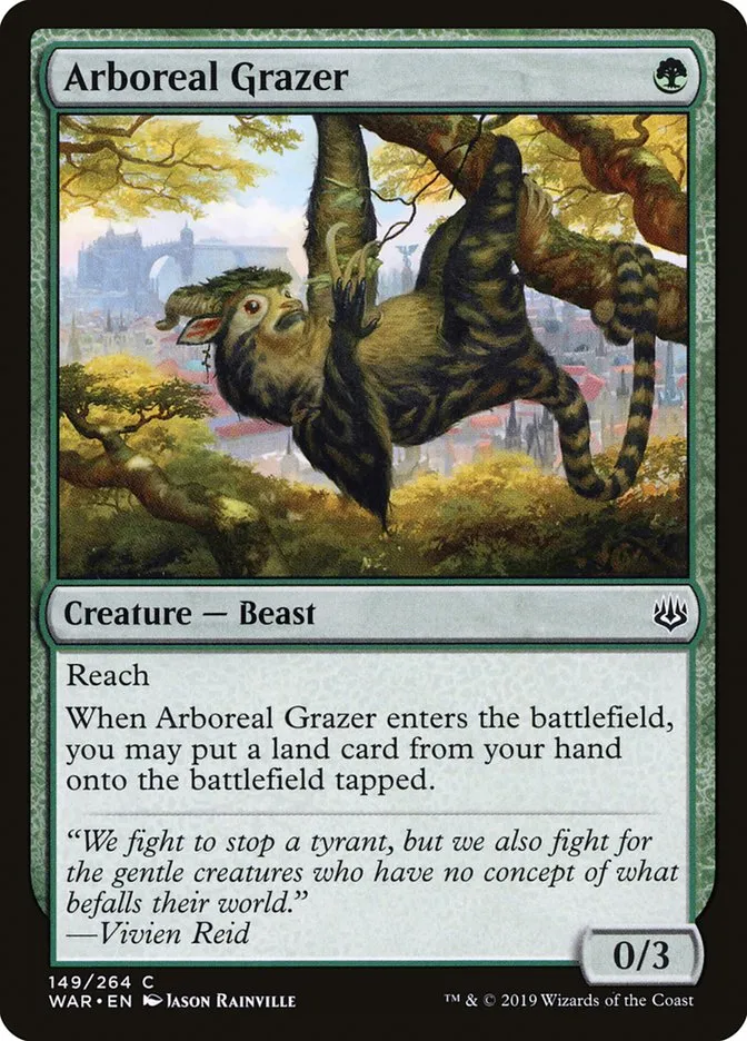 2019 War of the Spark Arboreal Grazer #149 common card image