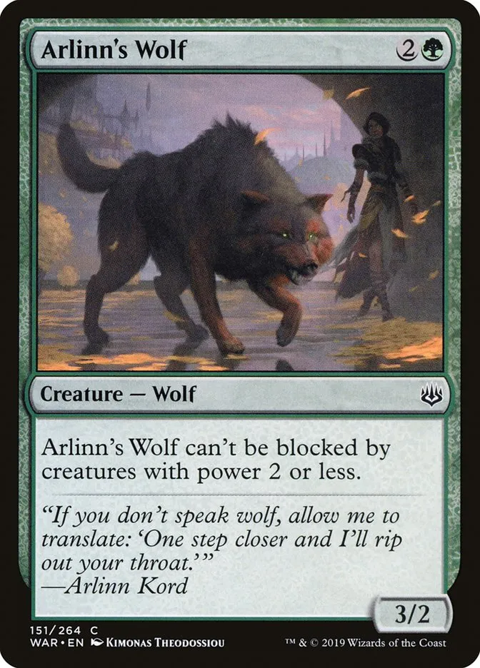 2019 War of the Spark Arlinn's Wolf #151 common card image