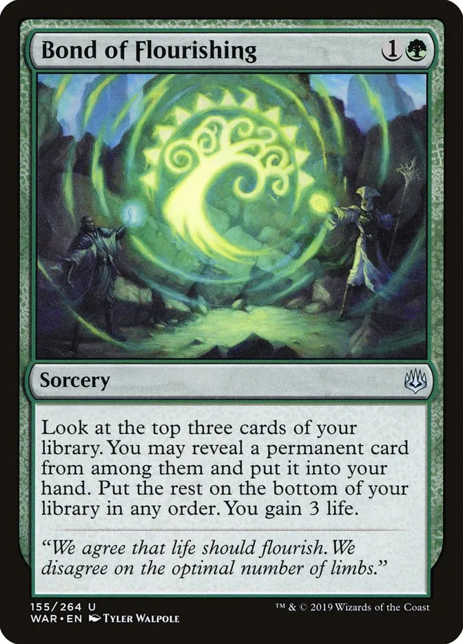 2019 War of the Spark Bond of Flourishing #155 uncommon card image