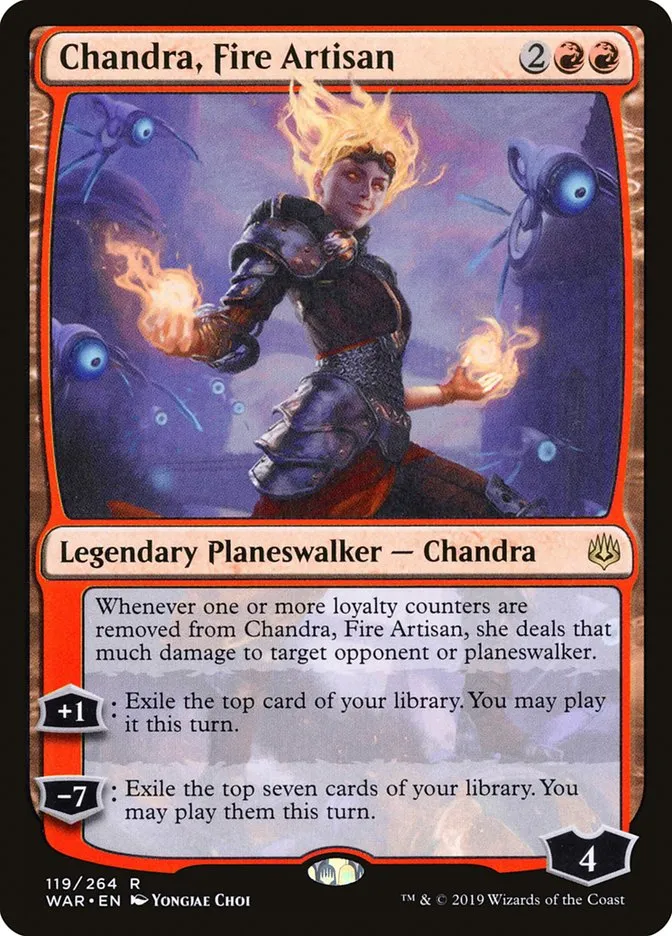 2019 War of the Spark Chandra, Fire Artisan #119 rare card image
