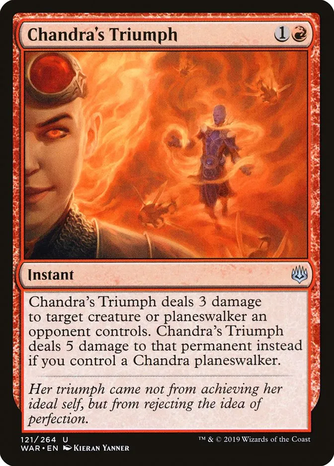 2019 War of the Spark Chandra's Triumph #121 uncommon card image